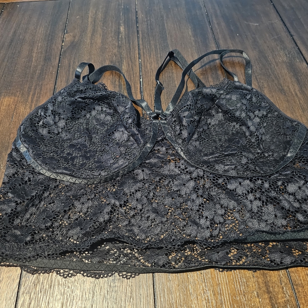 Two Black Lace Halter Tops